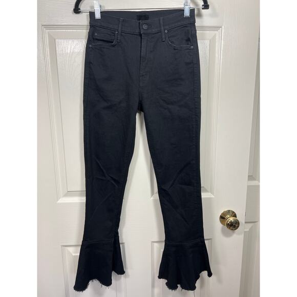 Mother Denim The Cha Cha Fray Jeans Black Not Guilty Capsule Vacation Flare Easy - Picture 2 of 13